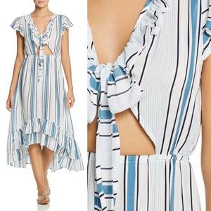 SURF GYPSY Striped Tie-Front Ruffle Maxi Dress NWT